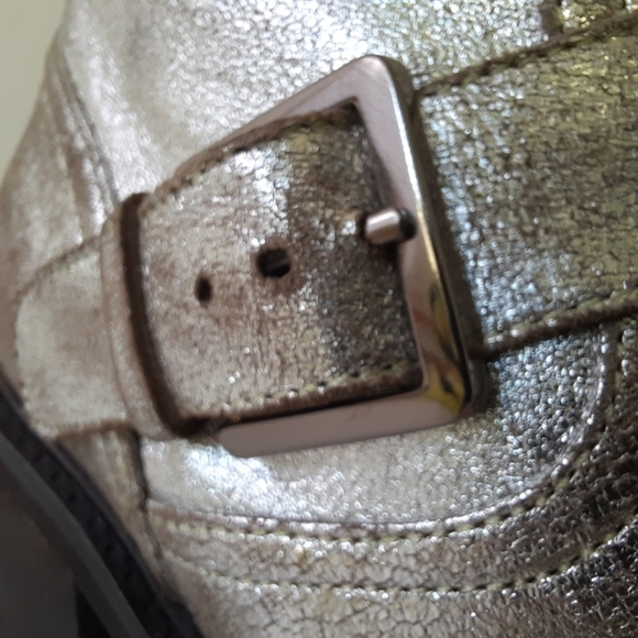 SEYCHELLES Distressed Pewter Moto Combat Chunky Ankle Biker Boot Cowboy Carter - Picture 4 of 10